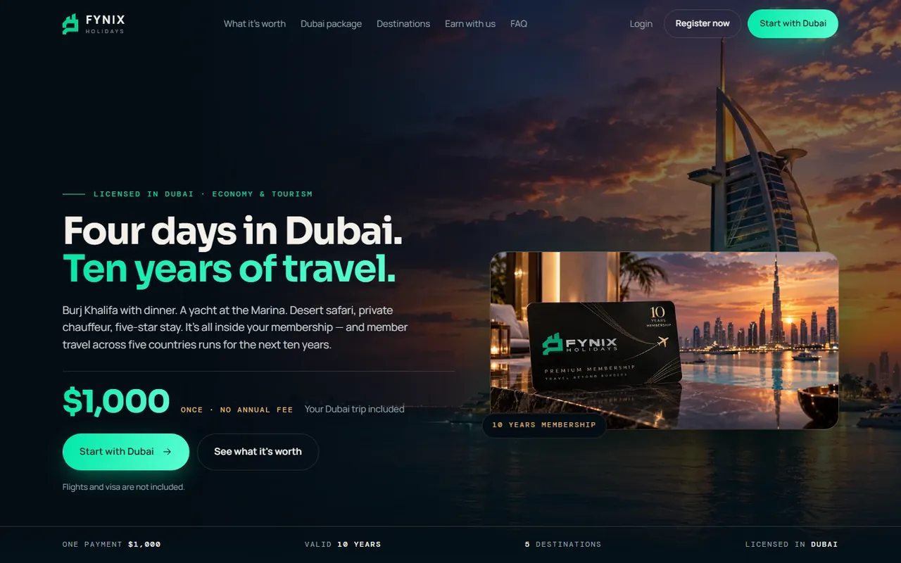 FYNIX Holidays homepage